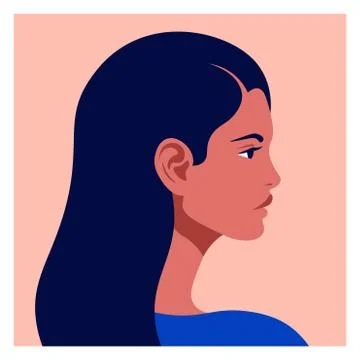 Latin American head in profile. Hispanic woman. Races and nationalities. Stock Illustration