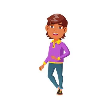 Latin boy has excursion in museum cartoon vector Stock Illustration
