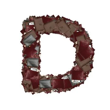 Latin fonts with wallets inside dollars. Stock Illustration
