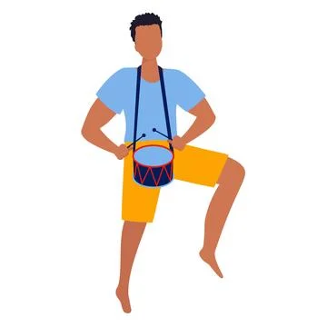 Latin man dancing with drum Stock Illustration