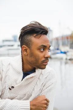 Latin man posing outdoors Stock Photos