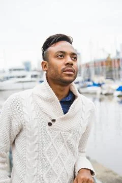 Latin man posing outdoors Stock Photos