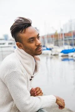 Latin man posing outdoors Stock Photos