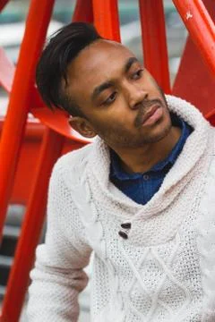 Latin man posing outdoors Stock Photos