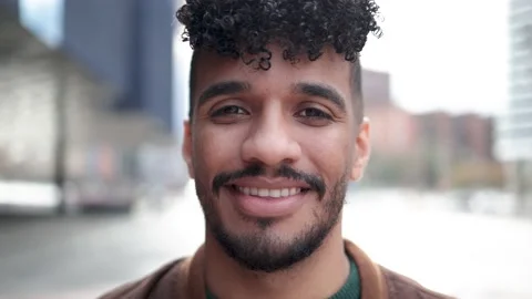 Latin young man smiling on camera outdoor - Authentic real people lifestyle Stock Footage 182585018