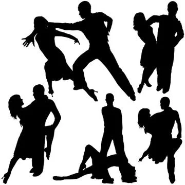 Latino Dance Silhouettes Stock Illustration