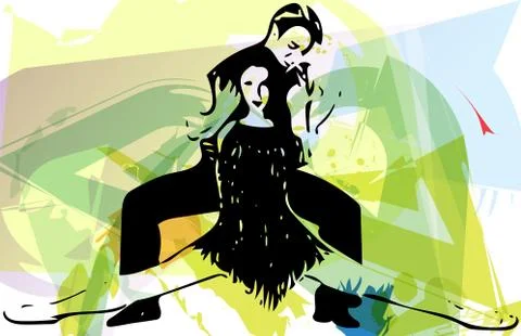 Latino Dancing couple Stock Illustration