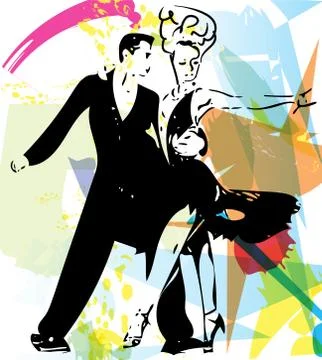 Latino Dancing couple Stock Illustration