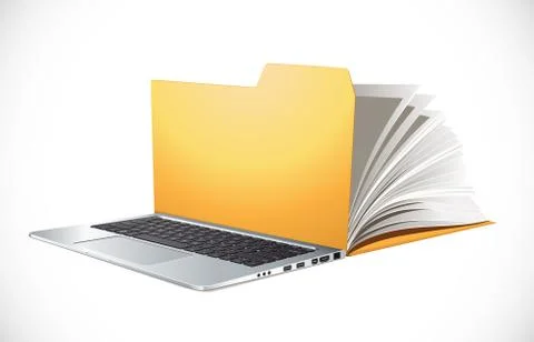 Latop concept - PC as computer data folder Stock Illustration