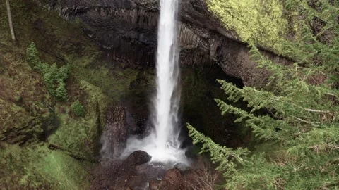 Latourell Falls waterfall falling from a high cliff in the nature. Stock Footage 152120106