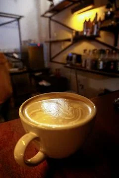 Latte art close up view Stock Photos