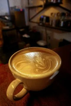 Latte art close up view Stock Photos