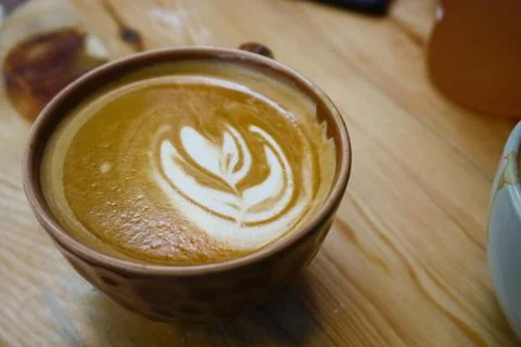 Latte art close up view Stock Photos
