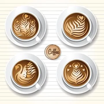 Latte art coffee Stock Illustration