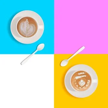 Latte art coffee isolated on a colored background 3D illustration Stock Illustration