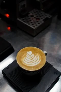 A latte art tulip 7 stack Stock Photos