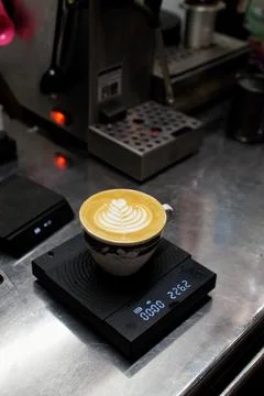 A latte art tulip 7 stack Stock Photos