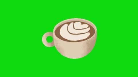 Latte coffee animation on green background Vídeos de archivo 330266108