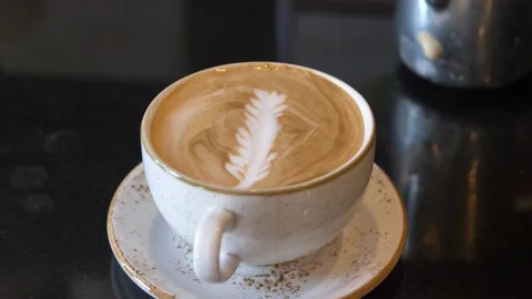 Latte coffee art at cafe Stock Footage 169961287