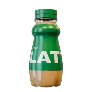 Latte Coffee In A Bottle Front View 3D Design Element Stock Illustration
