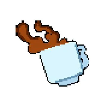 Latte coffee cup splash pixel art vector illustration Stockillustratie