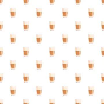 Latte coffee drinks forming a seamless pattern Stock Illustration