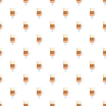 Latte coffee drinks repeating seamless pattern design Stock Illustration