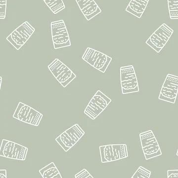 Latte coffee line seamless pattern Stock Illustration