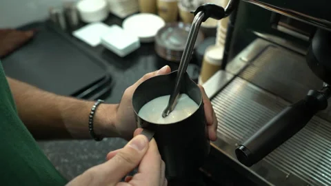 Latte coffee making process Stock Footage 229859732