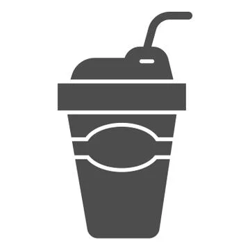 Latte coffee solid icon, Street food concept, Disposable cup for hot drink sign Ilustração Stock