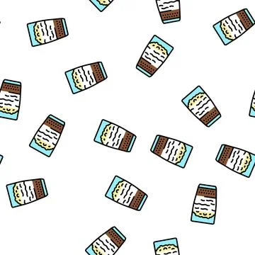 Latte coffee vector seamless pattern Stock Illustration