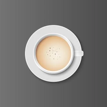 Latte coffee in white cups view from the top, vector illustration Stock Illustration