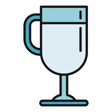 Latte glass mug with beverage flat design icon Stock Illustration