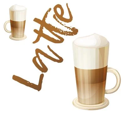 Latte glass vector icon isolated on white background, cup of layered coffee Ilustração Stock