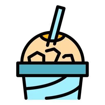 Latte ice cup icon color outline vector Stock Illustration