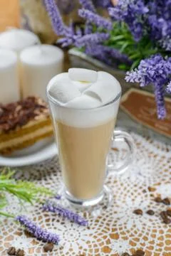 Latte with marshmallows Stock Photos