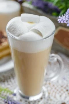 Latte with marshmallows Stock Photos