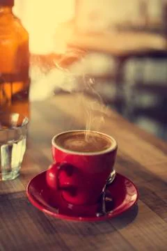 Latte with smoke Stock Photos