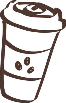 Latte vector illustration isolated on white background, paper cup. Illustrazione stock