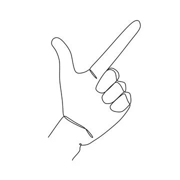 Latter L Hand gesture language alphabet continuous line draw design. Sign and Stock Illustration