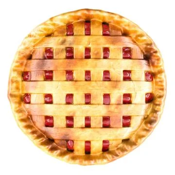 Lattice berry pie with red fruit filling, top view. 3d rendering Illustrazione stock