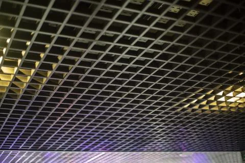Lattice ceiling. Lattice in interior. Ceiling in building. Stock Photos