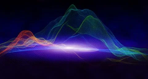 Lattice frame of a mountain range on a black background. 3d illustration Stock Illustration