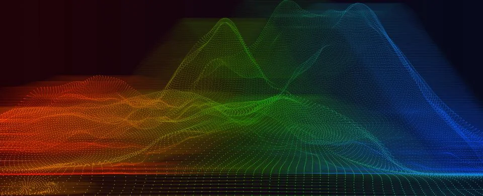 Lattice frame of a mountain range on a black background. 3d illustration Stock Illustration