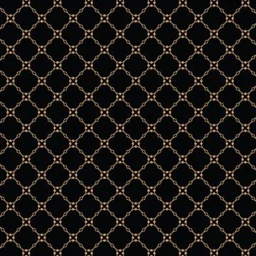 Lattice gold pattern with trendy lattice on a black background. Repeating Stock Illustration