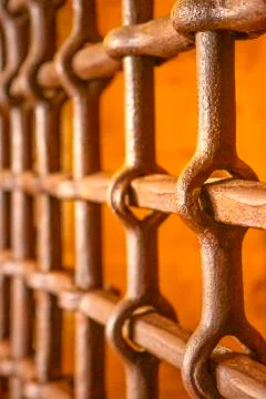 Lattice in the old castle Stock Photos