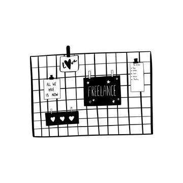 Lattice for postcards and notes. Mood board illustrated, to do list Stock Illustration