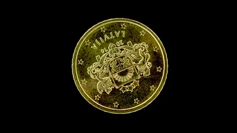 Latvia 2014 50 Cent Obverse Rotating Macro Loop Stock Footage 313046574