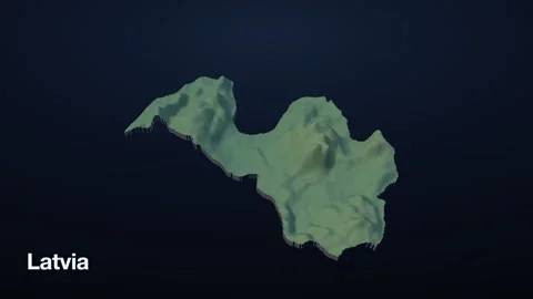 Latvia 3D elevation relief map 스톡 동영상 340608916