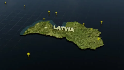 Latvia 3D Map With Animation Stock Footage 307707291